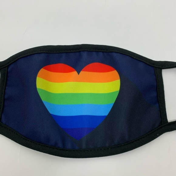 Rainbow Heart LGBT Pride Cloth Face Mask Covering - Picture 7 of 10